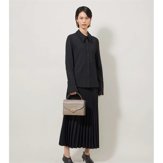 Mulberry Small Lana Top Handle Cashmere Taupe Shiny Small Croc